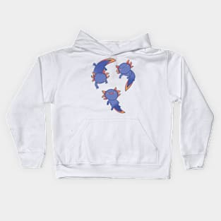 Cute blue axolotls Kids Hoodie